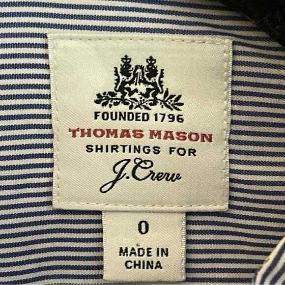 J. Crew x Thomas Mason Striped Cotton Tuxedo Shirt, Professional Career Casual 0 - Picture 9 of 10